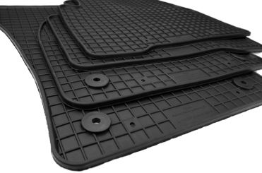 Premium Gummimatten passend für VW Touran II (5T) ab 2015 Premium Qualität Fußmatten Gummi Allwetter Matten 4-teilig schwarz Druckknopf rund 