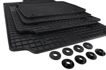 Gummimatten passend für Audi A2 8Z Fußmatten Gummi Premium Qualität Auto Allwetter 4-teilig schwarz Druckknopf rund 