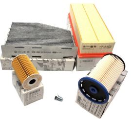 Original VW Audi Teile Inspektionspaket 2.0L TDI Filter Common Rail Motor Q3 Passat 3C CC Sharan Tiguan Servicepaket 5-tlg 