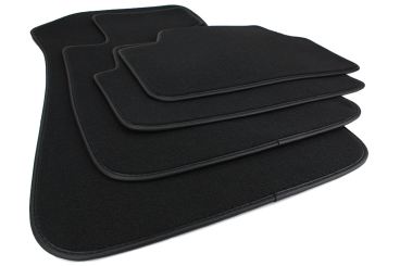 Fußmatten passend für BMW 3er E90/E91 Velours Matten Premium Qualität Leder Band Autoteppiche schwarz 4-teilig 