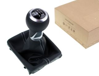 Original Audi Schaltknauf A4 A5 Q5 Leder gelocht Aluminium Schalthebel titan-silber Naht 6-Gang 