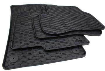 Gummimatten passend für VW Golf 5 6 + Variant Scirocco Jetta Fußmatten Gummi Premium Qualität 4-teilig Druckknopf rund schwarz 
