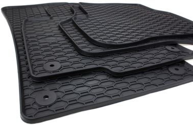 Premium Gummimatten passend für VW Golf 5 6 Scirocco Jetta III Fußmatten Gummi Premium Qualität 4-teilig Druckknopf rund schwarz 