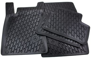 Original Mercedes-Benz Fußmatten A-Klasse W177 V177 CLA C118 X118 / AMG Allwetter Gummimatten Dynamic Squares 4-teilig schwarz 