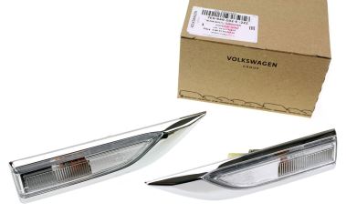 Original VW T6 Blinkleuchten Seitenblinker Set in Chrom links und rechts zur Nachrüstung 