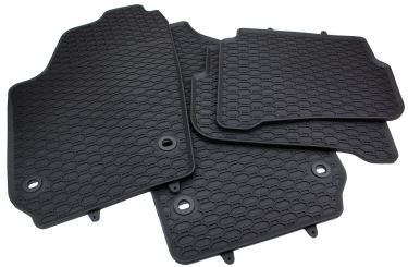 Gummimatten passend für VW Polo (9N), Polo Cross 2002-2009 Fußmatten Allwetter Premium Qualität Matten 4-teilig Drehknebel oval 