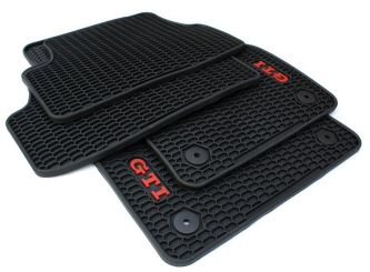 Original VW GTI Fußmatten Golf 7 Golf 8 Limo GTI R Gummimatten Allwetter 4-teilig schwarz/rot 