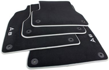 Original Audi Fußmatten A6 4G (C7) / A6 Allroad Premium Velours S-Line Textil Autoteppiche Nubuk silber 4-teilig 