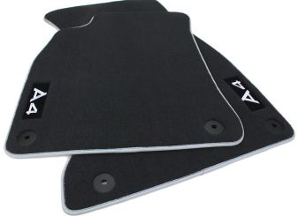 Fußmatten für A4 8K Premium Velours Textil Autoteppiche Nubuk silber 2-teilig 