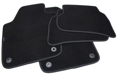 Premium Stoffmatten passend für VW Polo 6R 6C Polo Cross Velours Top Qualität Autoteppich 4-teilig schwarz Druckknopf rund 