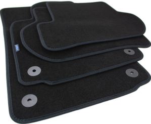 Stoffmatten passend für VW Golf 5 6 Jetta Scirocco Fußmatten Velours Premium Qualität Autoteppiche 4-teilig schwarz Druckknopf 