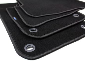 Fußmatten passend für VW Polo (9N) 2002-2009 Velours Premium Qualität Autoteppich 4-teilig Drehknebel Oval 