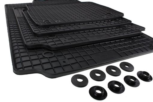 Gummimatten passend für Audi A2 8Z Fußmatten Gummi Premium Qualität Auto Allwetter 4-teilig schwarz Druckknopf rund 