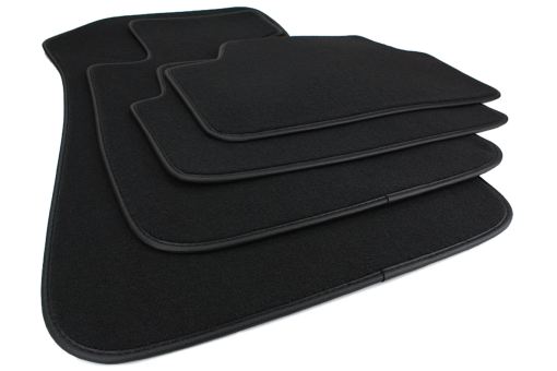 Fußmatten passend für BMW 1er (E81) 3-türer 1er Coupe (E82) Velours Matten Premium Qualität Leder Band Autoteppiche schwarz 4-teilig 