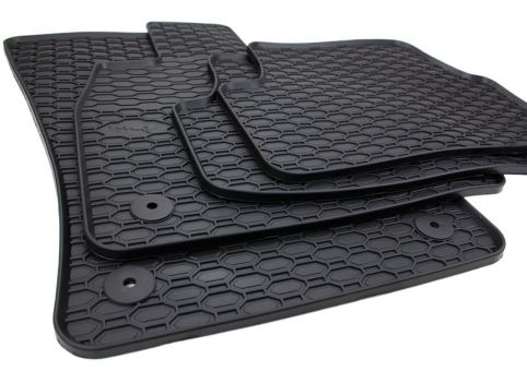 Gummimatten passend für VW Golf 7 5G (Variant Alltrack) Fußmatten Auto Gummi Premium Qualität Allwetter 4-tlg. schwarz rund 