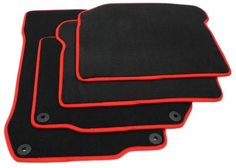 Fußmatten passend für VW Golf 4 Bora Beetle Velours Premium Qualität für Seat Leon Toledo 1M schwarz/rot Autoteppich 