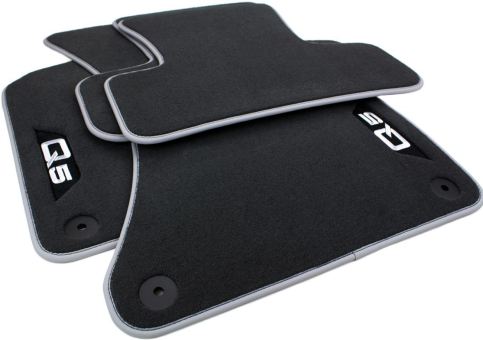 Fußmatten für Audi Q5 8R SQ5 Premium Velours Textil Autoteppiche Nubuk silber 4-teilig 