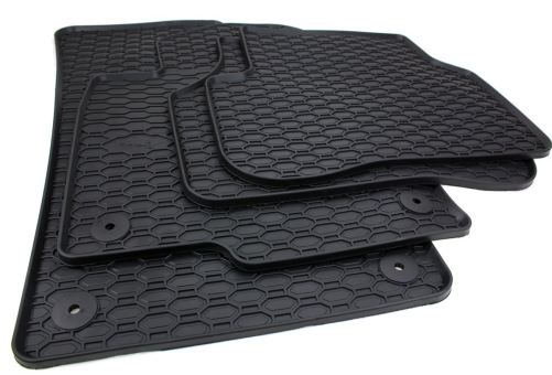 Gummimatten passend für VW Golf 5 6 + Variant Scirocco Jetta Fußmatten Gummi Premium Qualität 4-teilig Druckknopf rund schwarz 