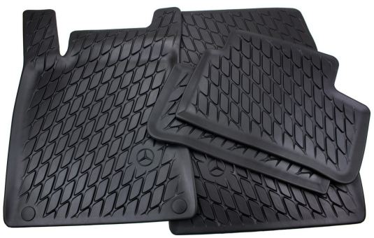 Original Mercedes-Benz Fußmatten A-Klasse W177 V177 CLA C118 X118 / AMG Allwetter Gummimatten Dynamic Squares 4-teilig schwarz 