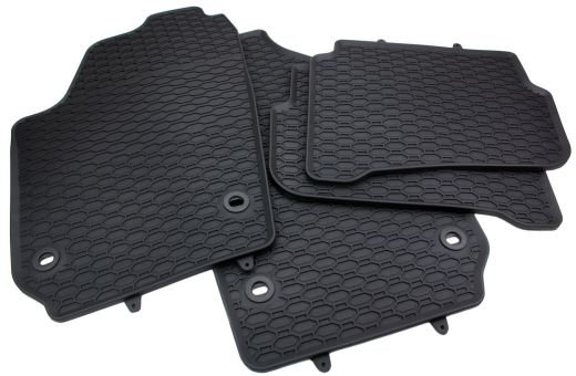 Gummimatten passend für VW Polo (9N), Polo Cross 2002-2009 Fußmatten Allwetter Premium Qualität Matten 4-teilig Drehknebel oval 