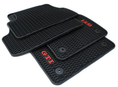 Original VW GTI Fußmatten Golf 7 Golf 8 Limo GTI R Gummimatten Allwetter 4-teilig schwarz/rot 
