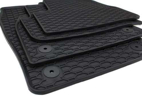 Gummifussmatten passend für VW Taigo für Skoda Fabia IV Fussmatten Gummi Premium Qualität Allwetter 4-teilig schwarz Druckknopf rund 