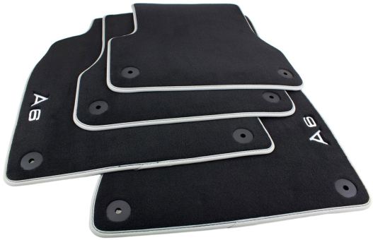 Original Audi Fußmatten A6 4G (C7) / A6 Allroad Premium Velours S-Line Textil Autoteppiche Nubuk silber 4-teilig 