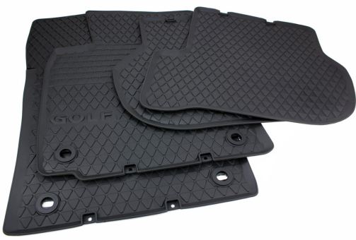 Original VW Gummimatten Golf 5 1K Fussmatten Gummi Auto Allwetter 4-teilig schwarz Drehknebel oval 