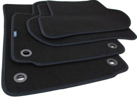 Stoffmatten passend für VW Golf 5 Jetta Scirocco Fußmatten Velours Premium Qualität Autoteppiche 4-teilig schwarz Drehknebel 