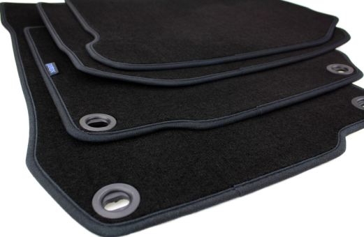 Fußmatten passend für VW Golf 4 Bora Beetle Velours Premium Qualität Autoteppich Drehknebel oval 4-teilig schwarz 