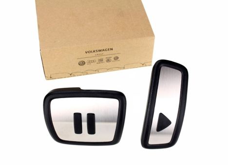Original VW ID.3 ID.4 ID.5 ID.7 Pedalkappen GTX Pedalset Performance Cupra Born Skoda Enyaq Button Play + Pause Design Edelstahl Kappen 2-teilig 