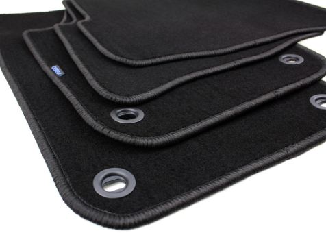 Fußmatten passend für VW Polo (9N) 2002-2009 Velours Premium Qualität Autoteppich 4-teilig Drehknebel Oval 
